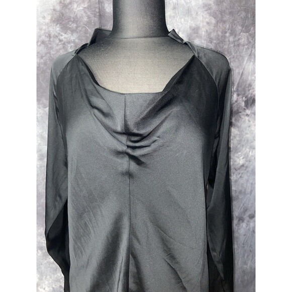 Zero + Maria Cornejo Size 8 Black Silk Charmeuse Long Sleeve Evi Top $650 - Picture 4 of 6